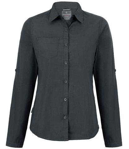 Craghoppers Expert Ladies Kiwi Long Sleeve Shirt - Carbon Grey (CR541) - front