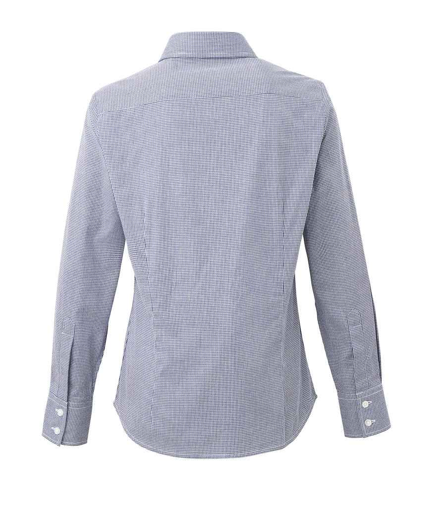 Premier Ladies Gingham Long Sleeve Shirt - BACK