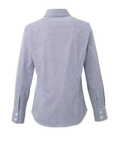 Premier Ladies Gingham Long Sleeve Shirt - BACK