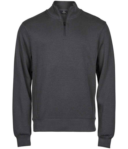 Tee Jays Ribbed Interlock Half Zip Sweatshirt - FRONT