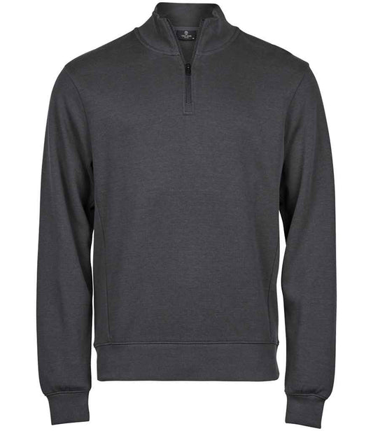 Tee Jays Ribbed Interlock Half Zip Sweatshirt - FRONT