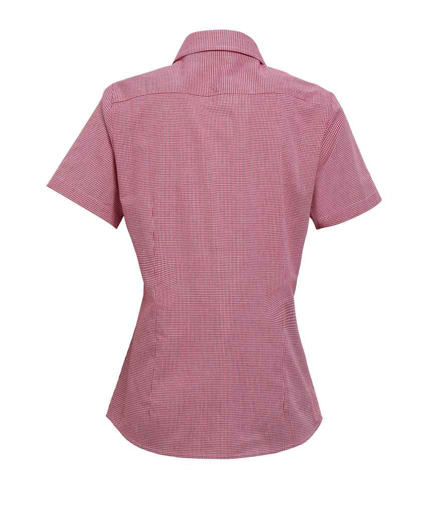 Premier Ladies Gingham Short Sleeve Shirt - BACK