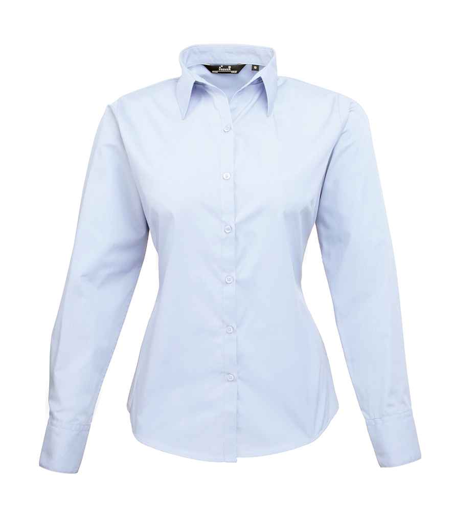 Premier Ladies Long Sleeve Poplin Blouse - FRONT