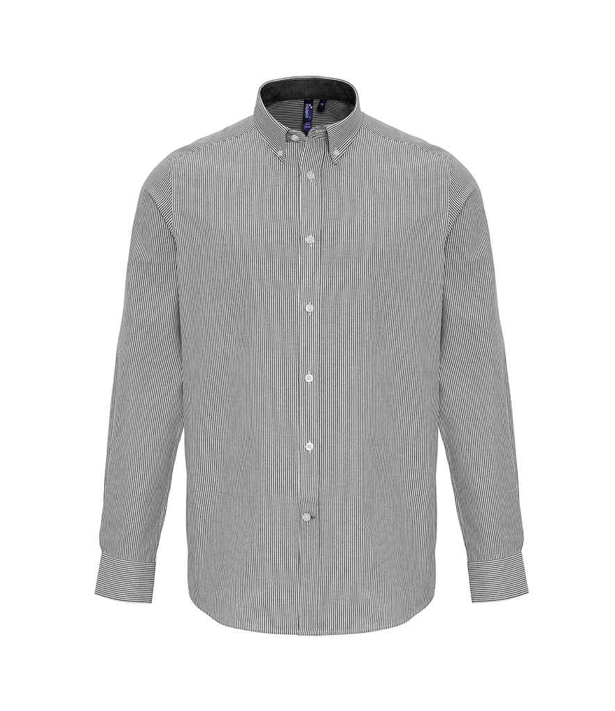 Premier Long Sleeve Striped Oxford Shirt - FRONT