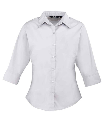 Premier Ladies 3/4 Sleeve Poplin Blouse - FRONT