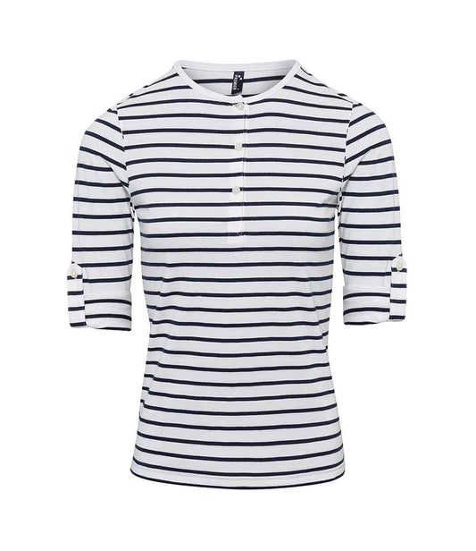 Premier Ladies Long John Roll Sleeve T-Shirt - FRONT
