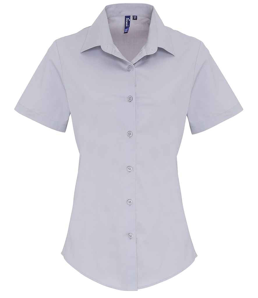 Premier Ladies Short Sleeve Stretch Fit Poplin Shirt - FRONT
