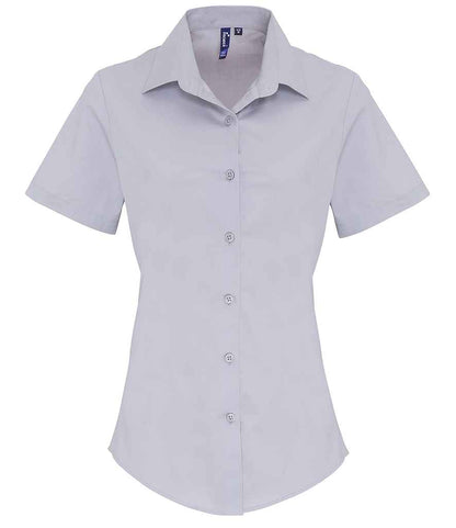 Premier Ladies Short Sleeve Stretch Fit Poplin Shirt - FRONT