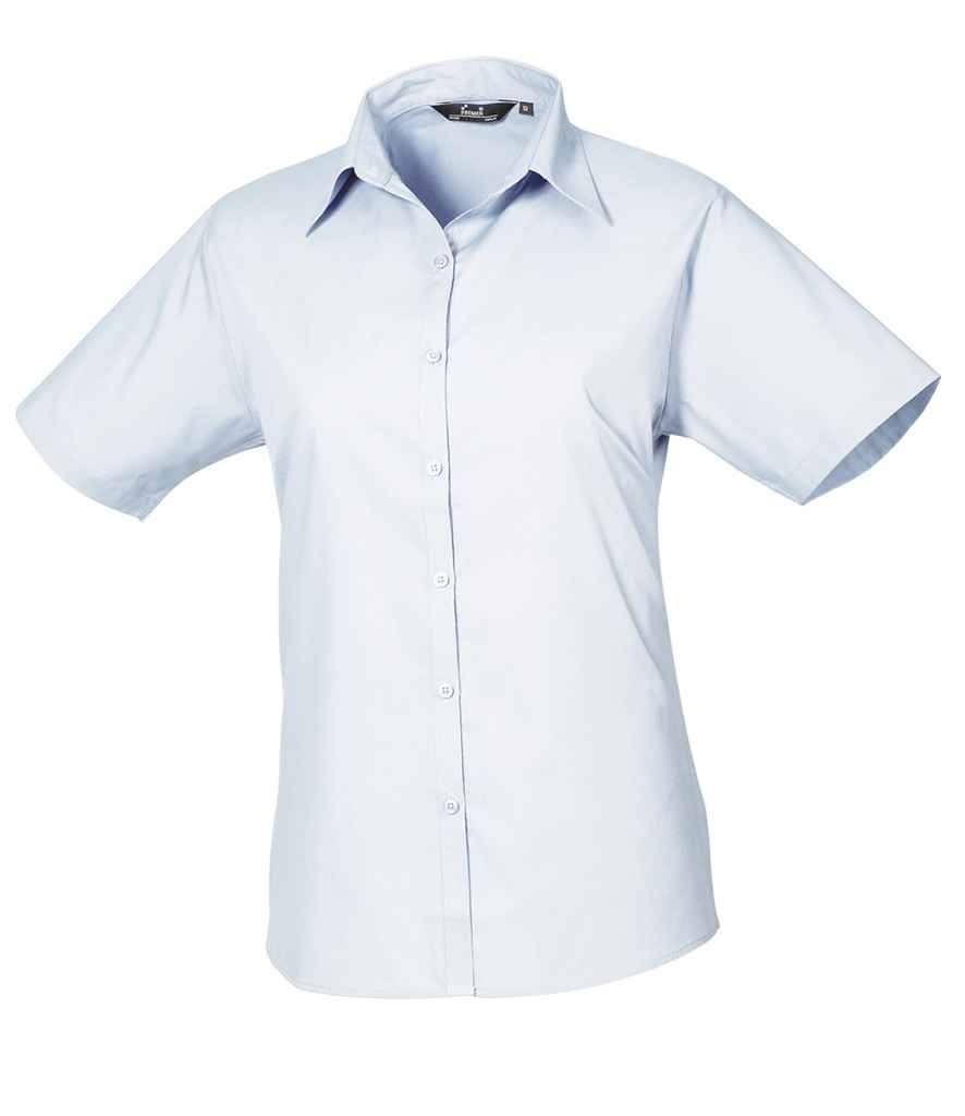 Premier Ladies Short Sleeve Poplin Blouse - FRONT