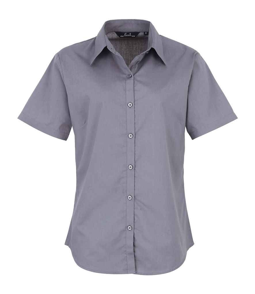 Premier Ladies Short Sleeve Poplin Blouse - FRONT