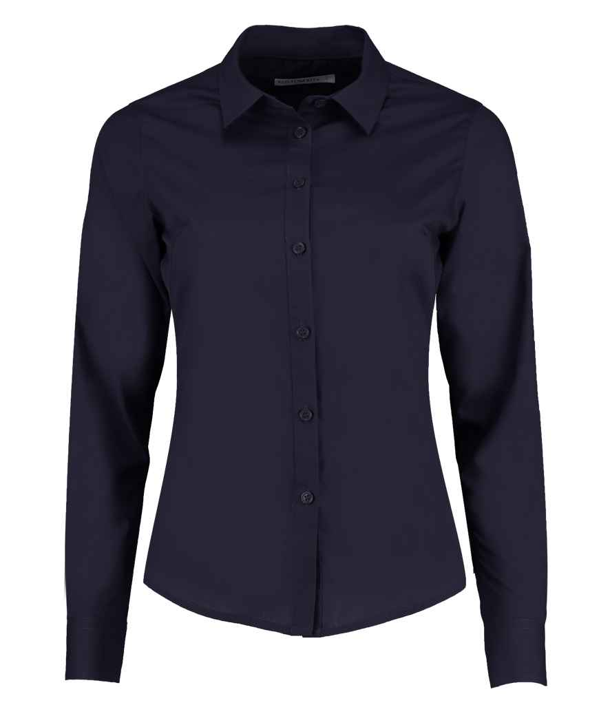 Kustom Kit Ladies Long Sleeve Tailored Poplin Shirt - FRONT