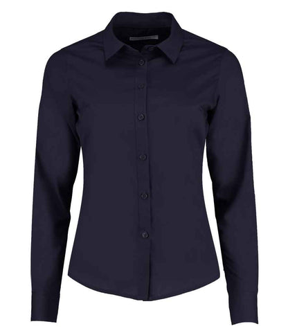 Kustom Kit Ladies Long Sleeve Tailored Poplin Shirt - FRONT