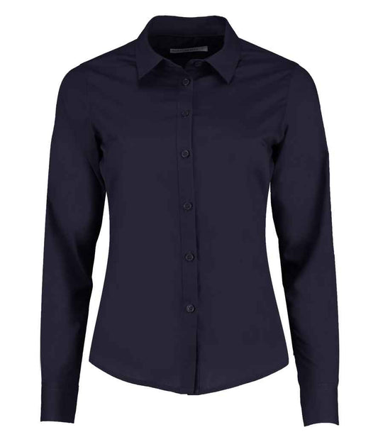 Kustom Kit Ladies Long Sleeve Tailored Poplin Shirt - FRONT