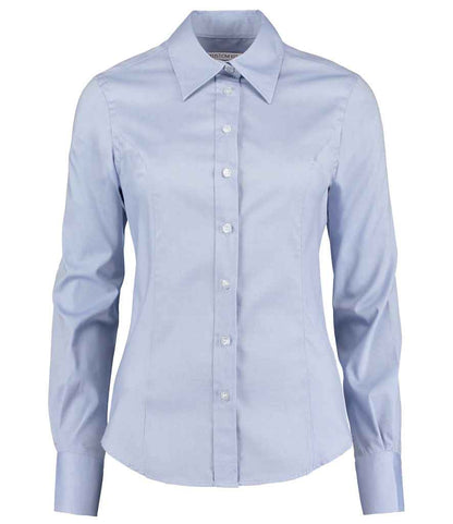 Kustom Kit Ladies Premium Long Sleeve Tailored Oxford Shirt - FRONT