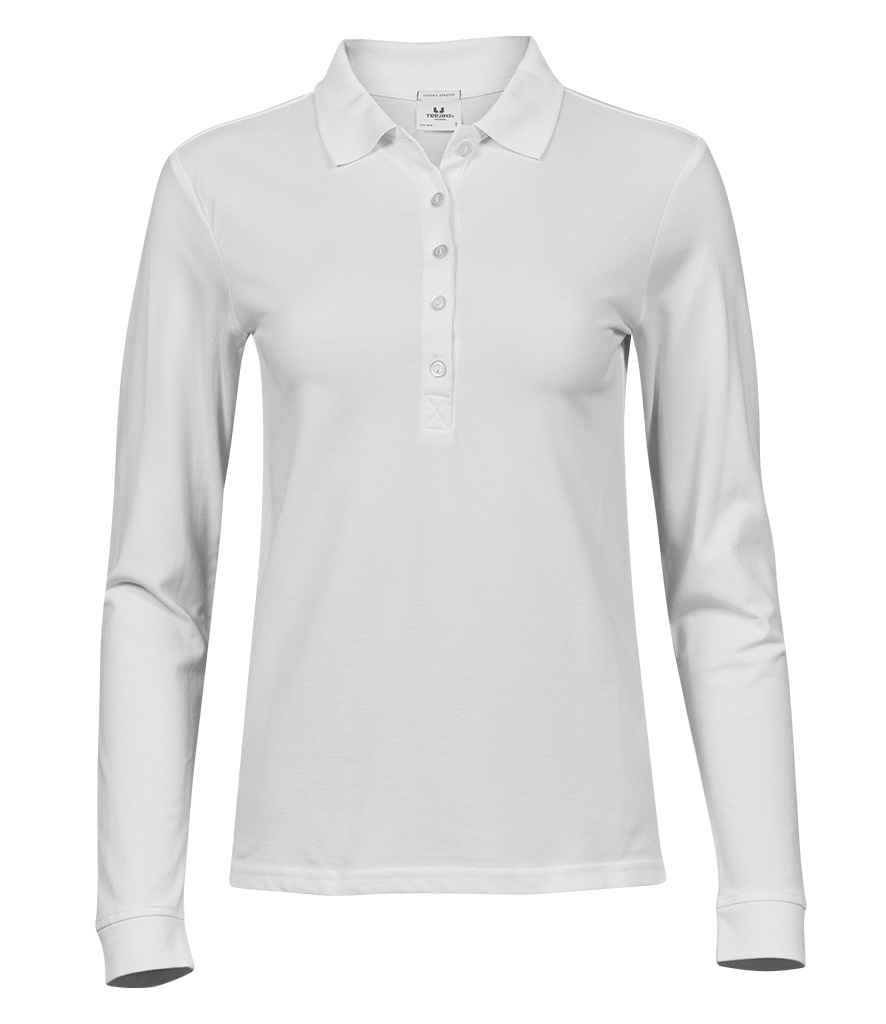 Tee Jays Ladies Luxury Stretch Long Sleeve Polo Shirt - FRONT