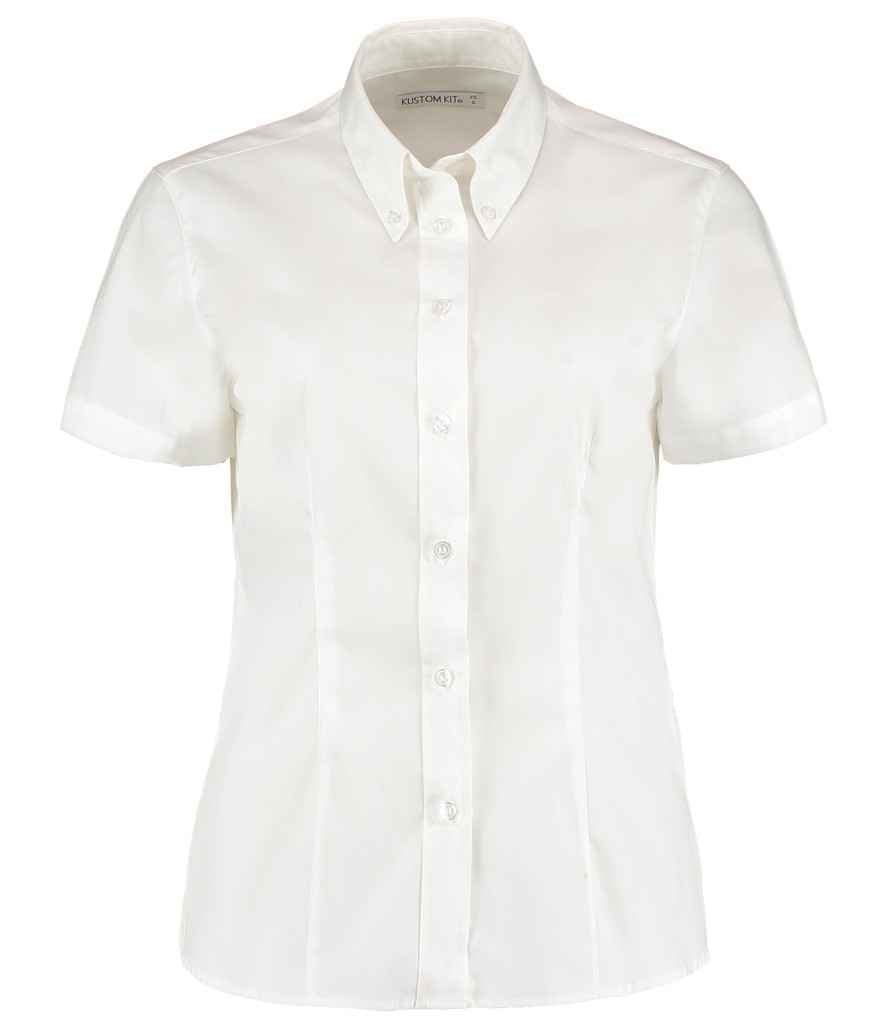 Kustom Kit Ladies Premium Short Sleeve Tailored Oxford Shirt - FRONT