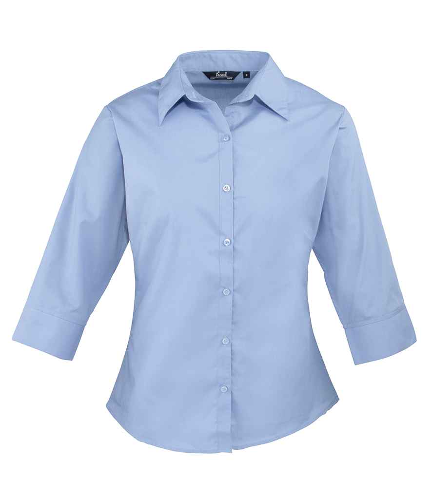 Premier Ladies 3/4 Sleeve Poplin Blouse - FRONT