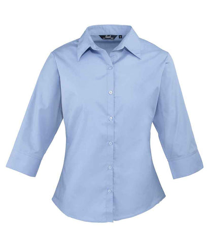 Premier Ladies 3/4 Sleeve Poplin Blouse - FRONT