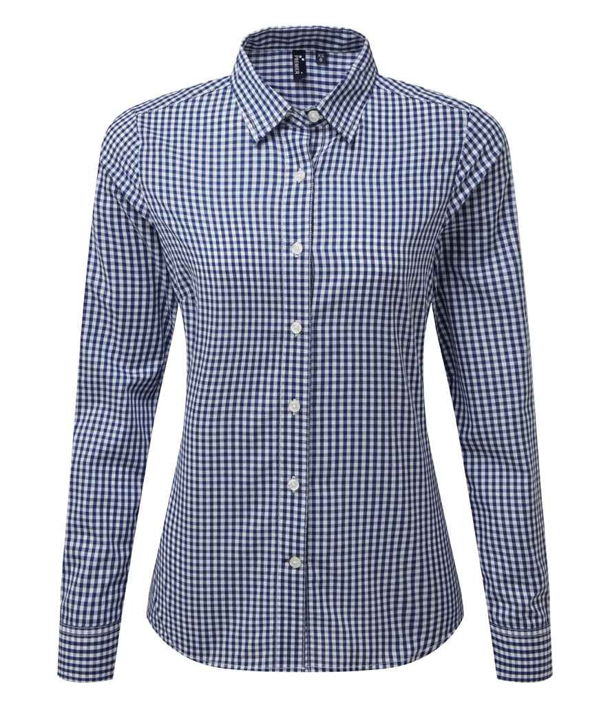 Premier Ladies Maxton Check Long Sleeve Shirt - FRONT