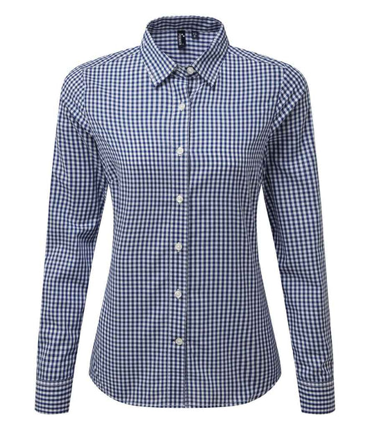 Premier Ladies Maxton Check Long Sleeve Shirt - FRONT