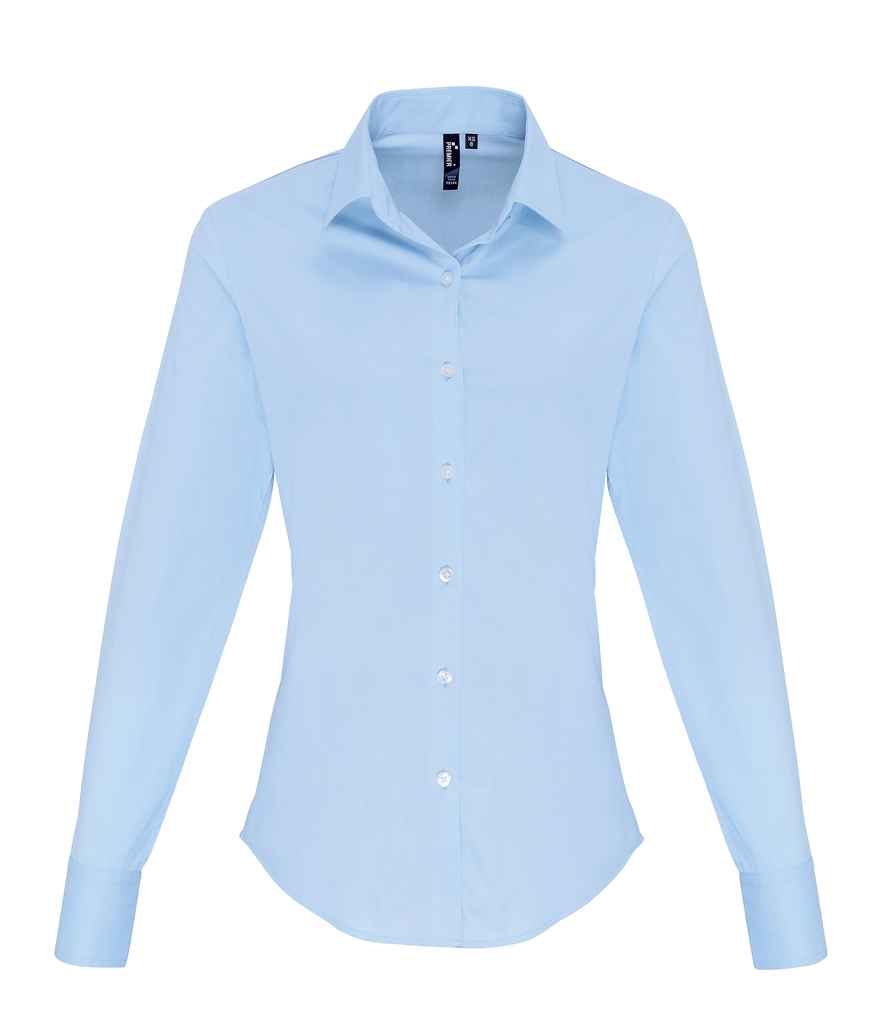 Premier Ladies Long Sleeve Stretch Fit Poplin Shirt - FRONT