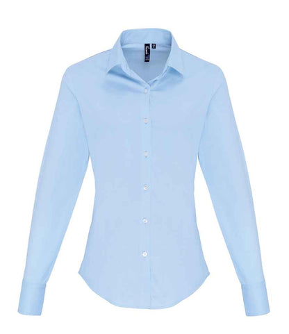 Premier Ladies Long Sleeve Stretch Fit Poplin Shirt - FRONT