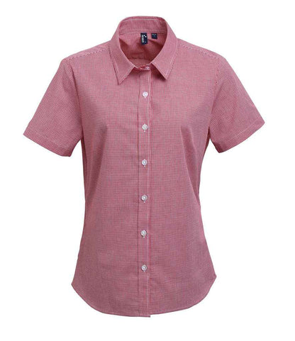 Premier Ladies Gingham Short Sleeve Shirt - FRONT