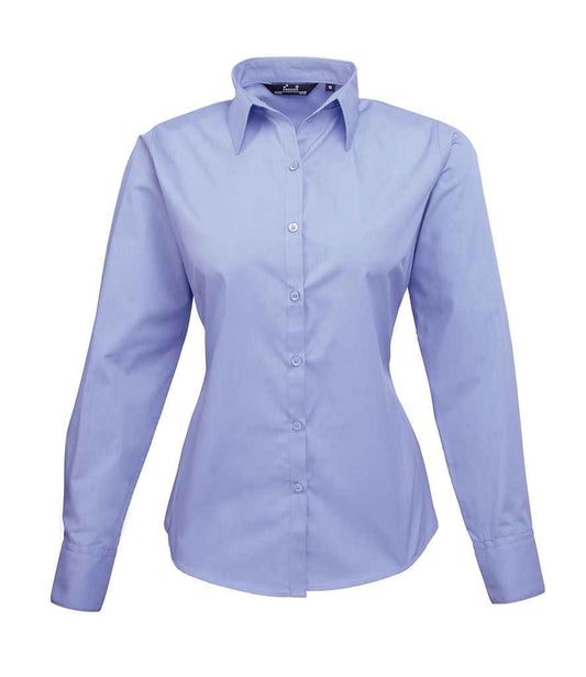 Premier Ladies Long Sleeve Poplin Blouse - FRONT
