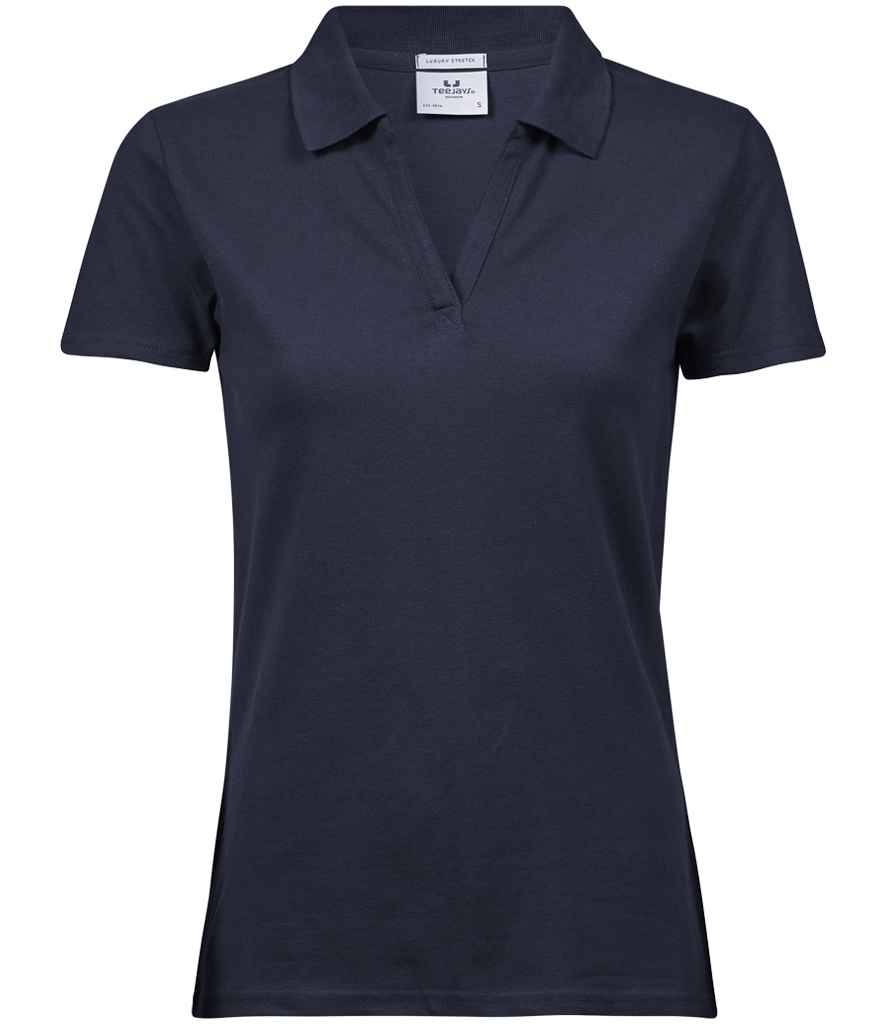 Tee Jays Ladies Luxury Stretch V Neck Polo Shirt - FRONT
