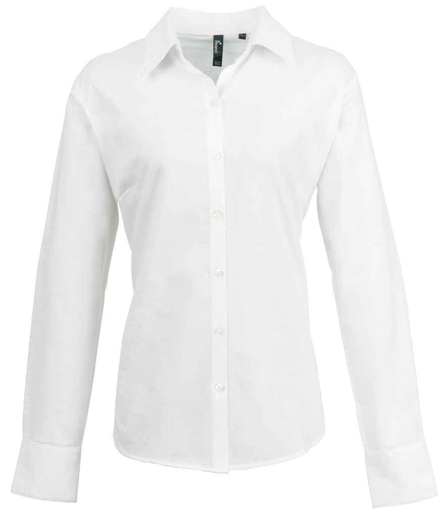 Premier Ladies Signature Long Sleeve Oxford Shirt - FRONT