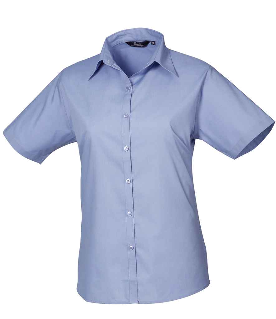 Premier Ladies Short Sleeve Poplin Blouse - FRONT