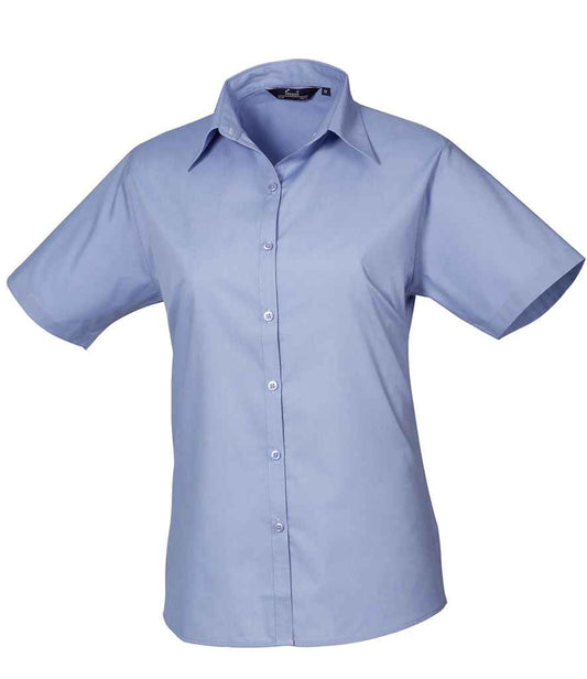 Premier Ladies Short Sleeve Poplin Blouse - FRONT