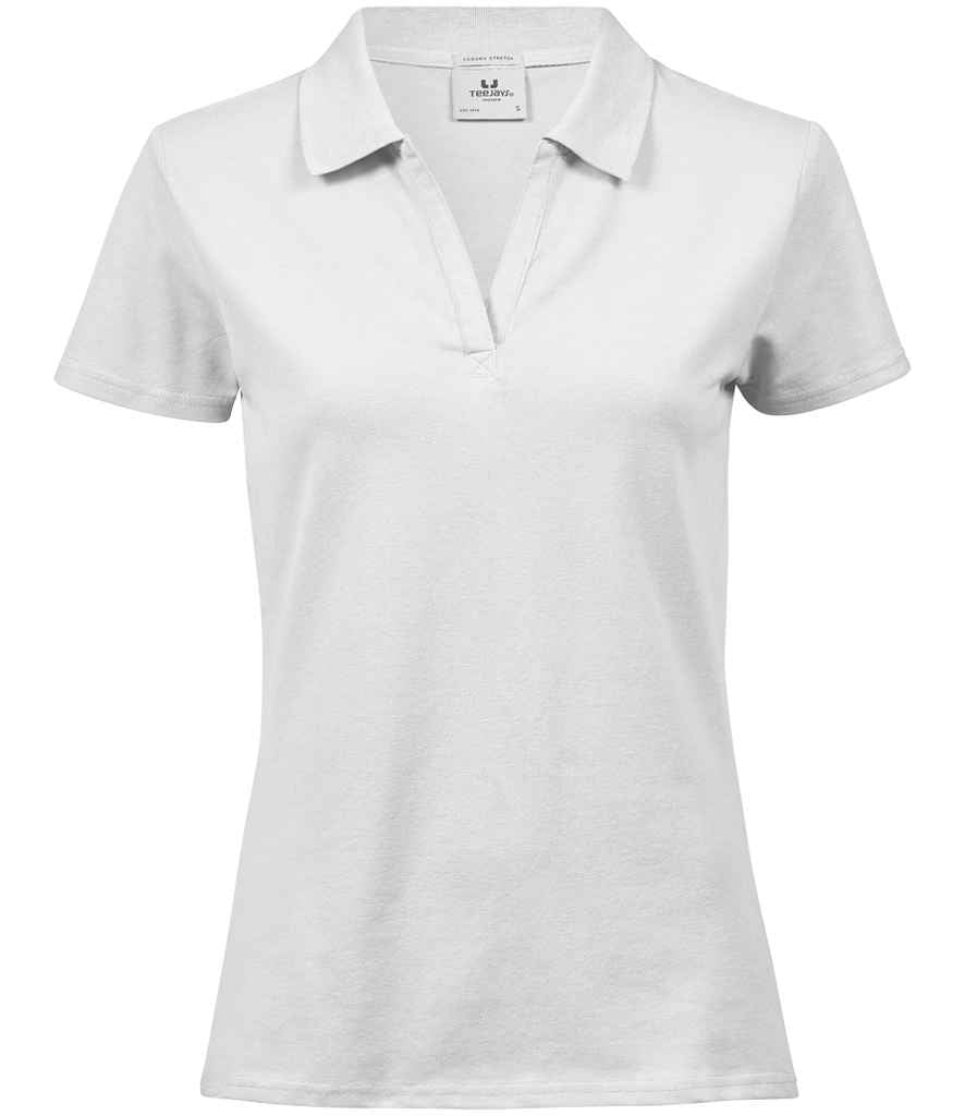 Tee Jays Ladies Luxury Stretch V Neck Polo Shirt - FRONT
