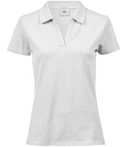 Tee Jays Ladies Luxury Stretch V Neck Polo Shirt - FRONT