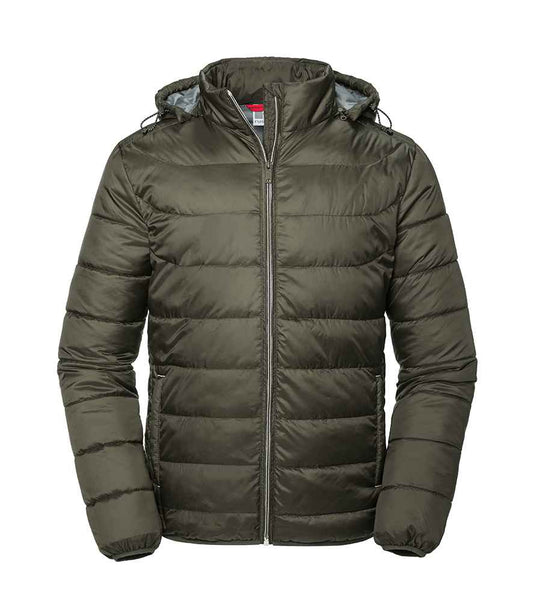 Russell Hooded Nano Padded Jacket - Dark Olive (440M)