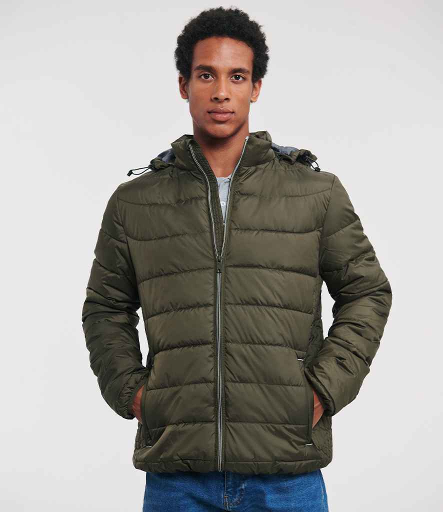 Russell Hooded Nano Padded Jacket - Dark Olive (440M)
