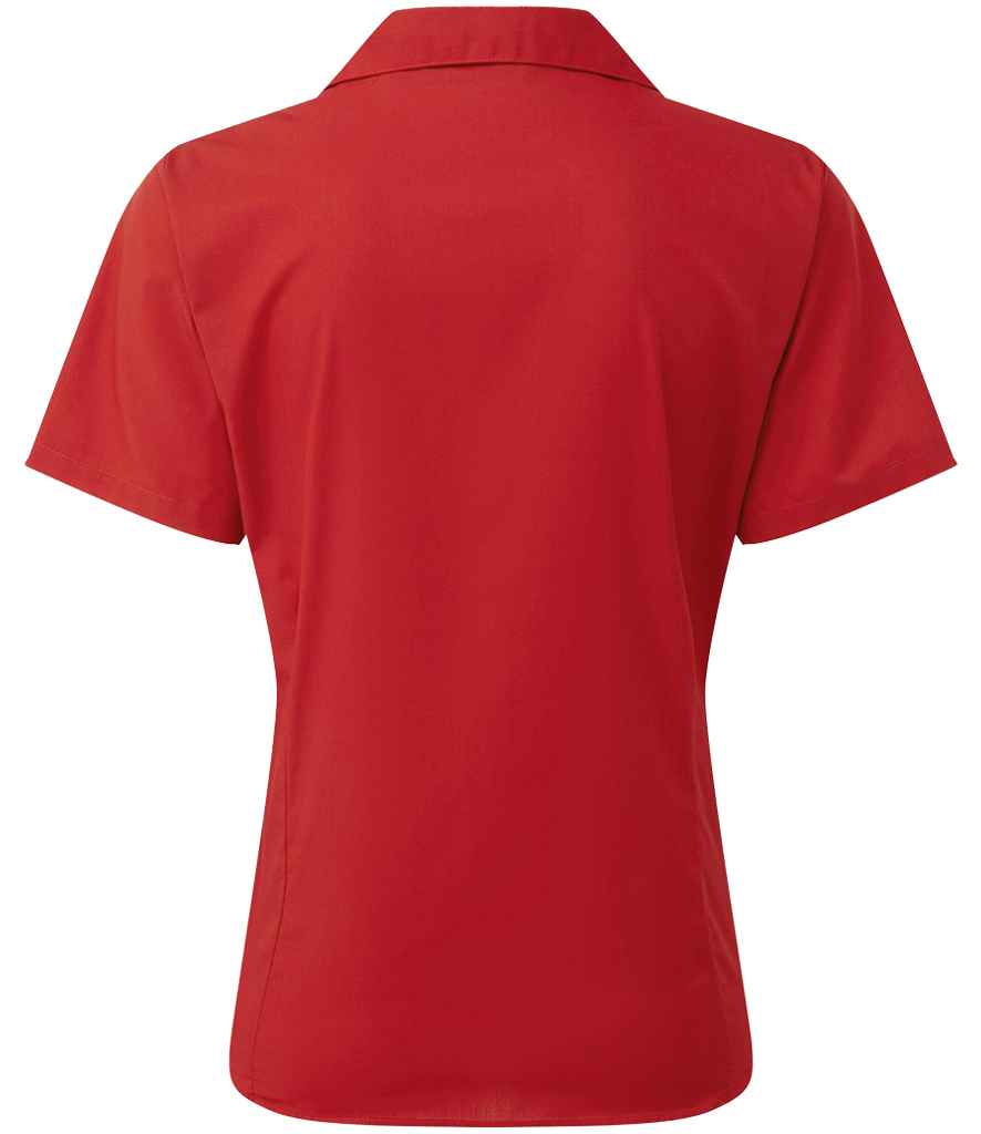 Premier Ladies Short Sleeve Poplin Blouse - BACK