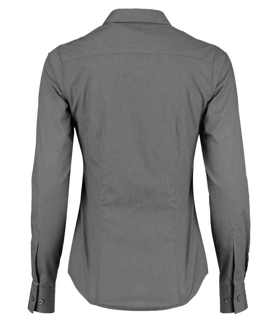 Kustom Kit Ladies Long Sleeve Tailored Poplin Shirt - BACK