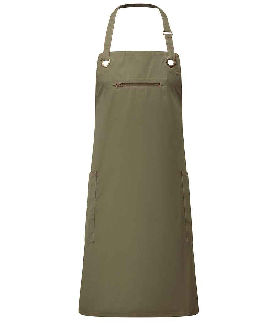 Premier Barley Contrast Stitch Bib Apron - FRONT