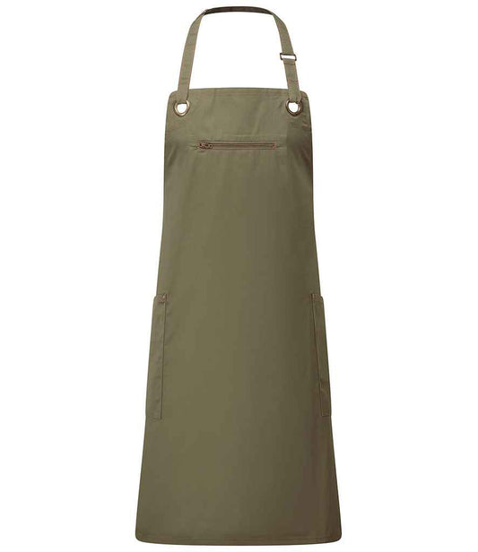 Premier Barley Contrast Stitch Bib Apron - FRONT