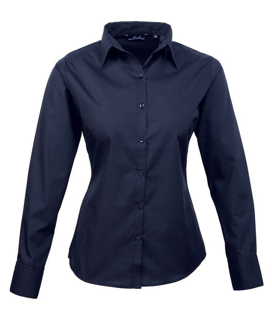Premier Ladies Long Sleeve Poplin Blouse - FRONT