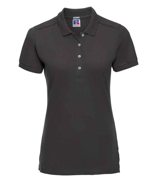 Russell Ladies Stretch Piqué Polo Shirt - Black (566F)