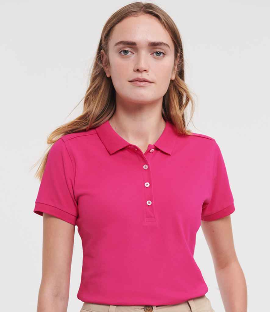Russell Ladies Stretch Piqué Polo Shirt - Fuchsia (566F)