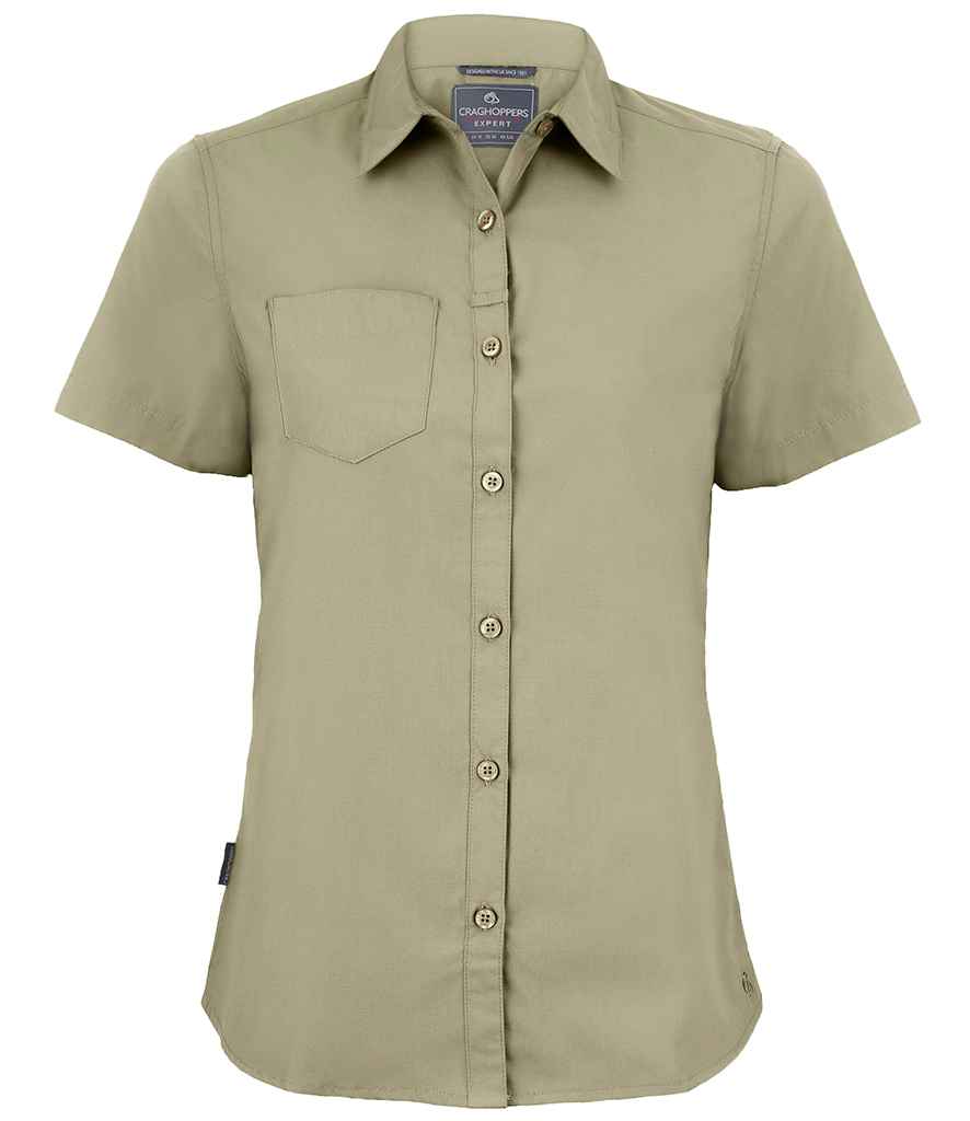 Craghoppers Expert Ladies Kiwi Short Sleeve Shirt - Pebble (CR543) - front