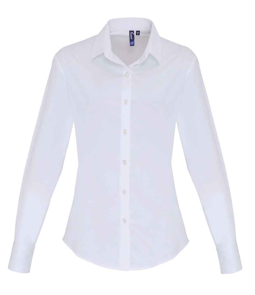 Premier Ladies Long Sleeve Stretch Fit Poplin Shirt - FRONT