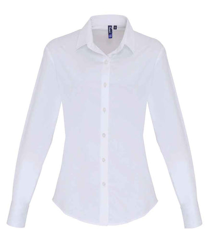 Premier Ladies Long Sleeve Stretch Fit Poplin Shirt - FRONT
