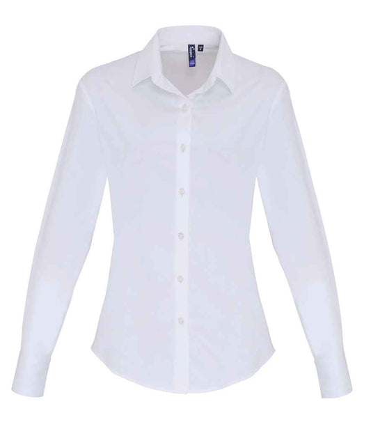 Premier Ladies Long Sleeve Stretch Fit Poplin Shirt - FRONT