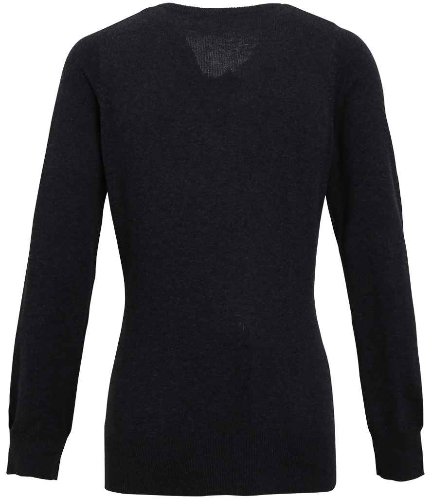Premier Ladies Knitted Cotton Acrylic V Neck Sweater - BACK