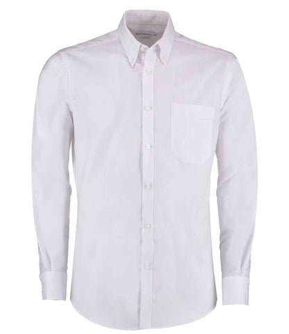 Kustom Kit Long Sleeve Slim Fit Workwear Oxford Shirt - FRONT