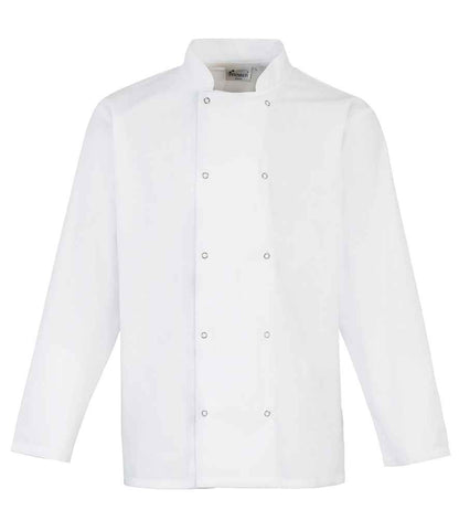 Premier Unisex Long Sleeve Stud Front Chef's Jacket - FRONT
